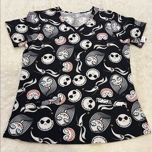 Nightmare Before Christmas Disney Scrubs Top Sz M